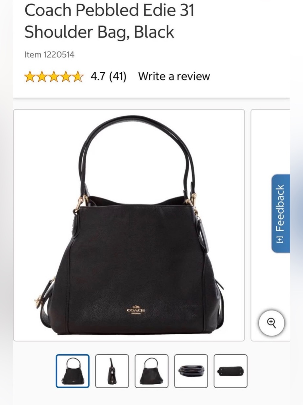 Coach Black Pebbled Leather Gathered Shoulder Bag with Gold Hardware - Picture 4 of 4